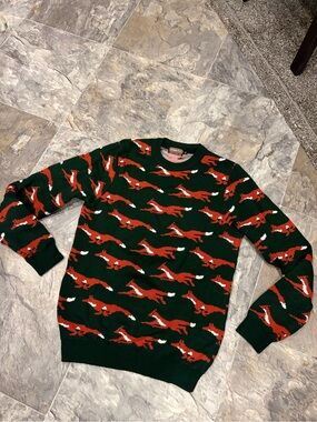 Run & Fly Retro vintage Green Fox Hound Sweater size XS Made in England